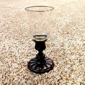 Baldwin bronze tea light candle holder. Heavy base. Glass included.